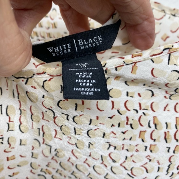 White House Black Market Womens White Cream Long Sleeve Pullover Size 10 Silk - Picture 6 of 12